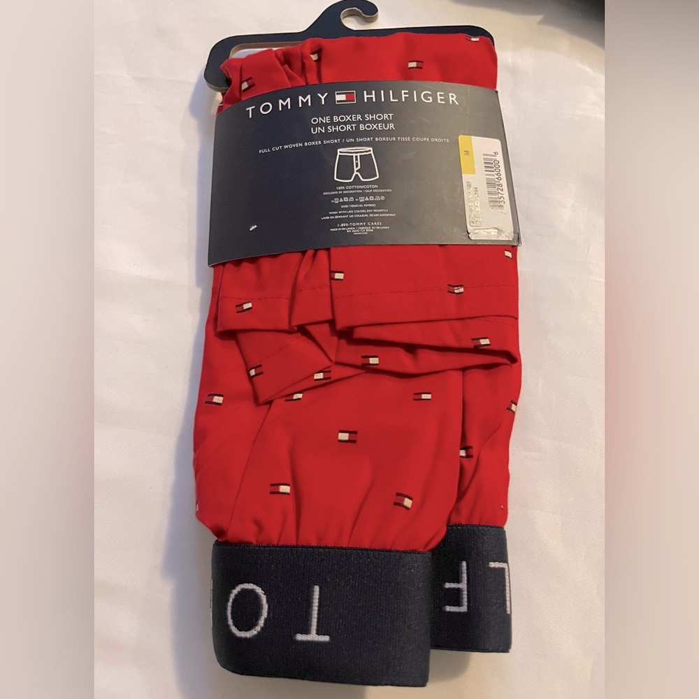Sz 32-34 Tommy Hilfiger Mens Woven Boxer one woven cotton boxer red NW - Picture 3 of 4